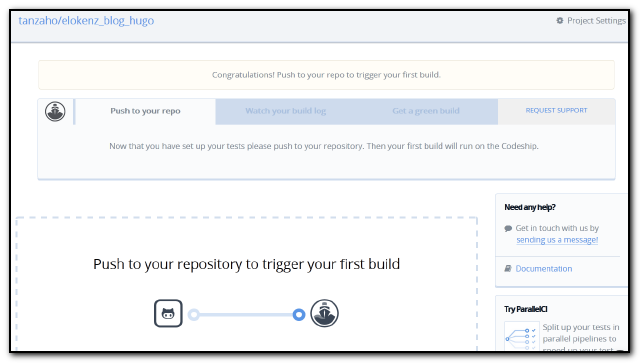 Register a new projet on Codeship