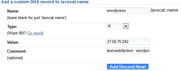 Configuration dns dreamhost