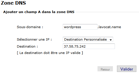 Configuration d'un champs DNS A sous OVH