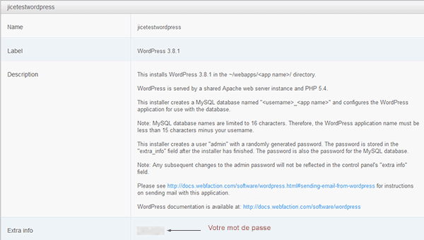 Login de WordPress généré automatiquement